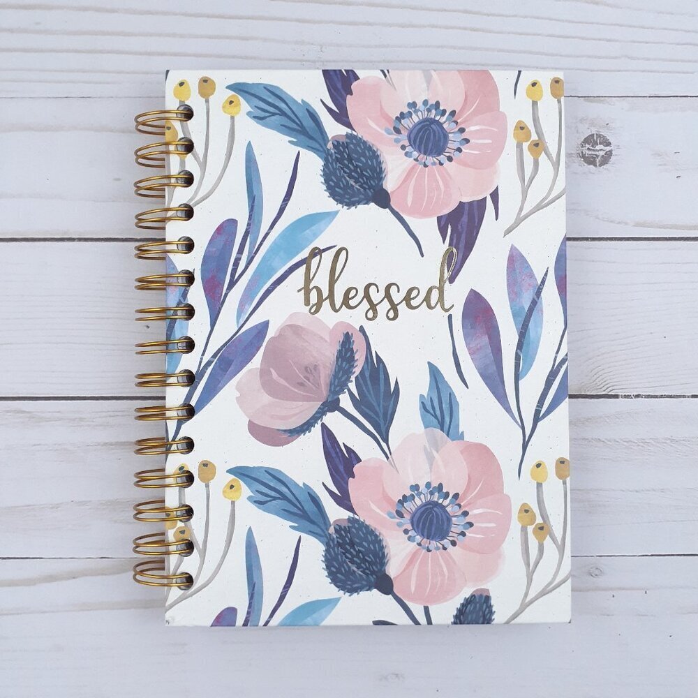 Journal Notepad Notebook Pink Anemone Flowers Floral Lined Sheets 6x8.5 in